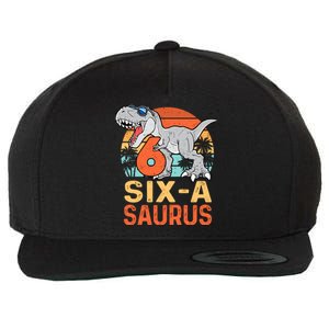 Six A Saurus Rex 6th Birthday Dinosaur 6 Year Old Boy Wool Snapback Cap