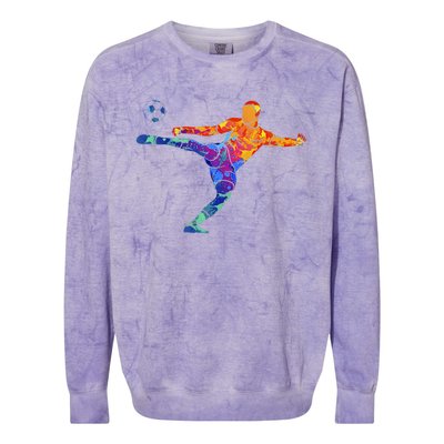 Soccer Athlete Sports Graphic Drawing Colorblast Crewneck Sweatshirt