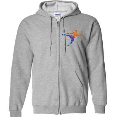 Soccer Athlete Sports Graphic Drawing Full Zip Hoodie