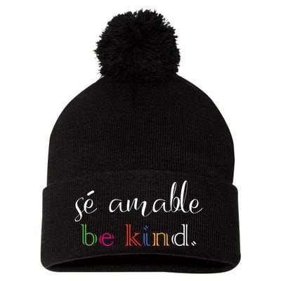 Se Amable Spanish Teacher Gift Be Kind Pom Pom 12in Knit Beanie