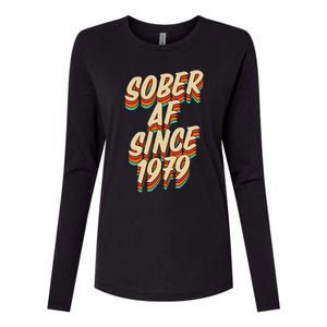 Sober Af Since 1979 Funny Sobriety Anniversary Party Supply Womens Cotton Relaxed Long Sleeve T-Shirt