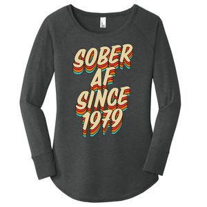 Sober Af Since 1979 Funny Sobriety Anniversary Party Supply Women's Perfect Tri Tunic Long Sleeve Shirt