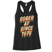 Sober Af Since 1979 Funny Sobriety Anniversary Party Supply Women's Racerback Tank