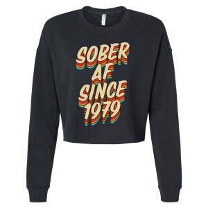 Sober Af Since 1979 Funny Sobriety Anniversary Party Supply Cropped Pullover Crew