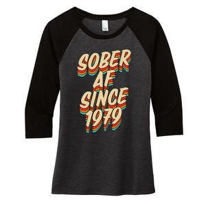 Sober Af Since 1979 Funny Sobriety Anniversary Party Supply Women's Tri-Blend 3/4-Sleeve Raglan Shirt