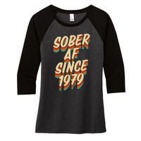 Sober Af Since 1979 Funny Sobriety Anniversary Party Supply Women's Tri-Blend 3/4-Sleeve Raglan Shirt