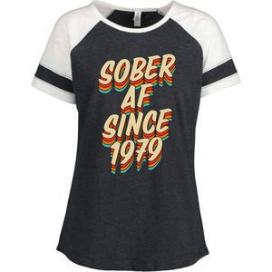 Sober Af Since 1979 Funny Sobriety Anniversary Party Supply Enza Ladies Jersey Colorblock Tee