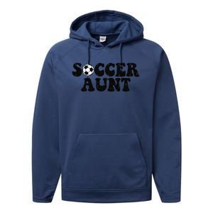 Soccer Aunt Sports Auntie Life Valentines Day Soccer Lover Performance Fleece Hoodie