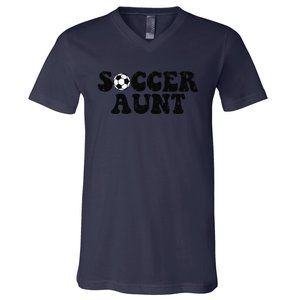 Soccer Aunt Sports Auntie Life Valentines Day Soccer Lover V-Neck T-Shirt