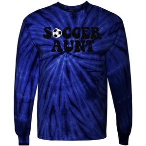 Soccer Aunt Sports Auntie Life Valentines Day Soccer Lover Tie-Dye Long Sleeve Shirt