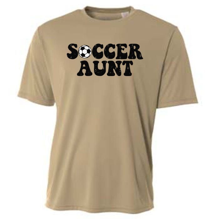 Soccer Aunt Sports Auntie Life Valentines Day Soccer Lover Cooling Performance Crew T-Shirt