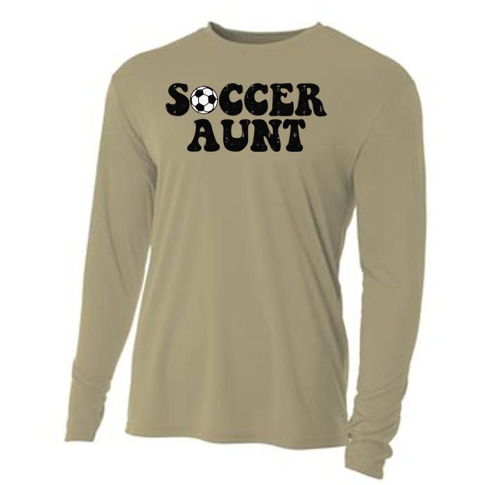 Soccer Aunt Sports Auntie Life Valentines Day Soccer Lover Cooling Performance Long Sleeve Crew