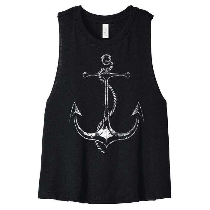 Sailboat Anchor Sailing Women's Racerback Cropped Tank