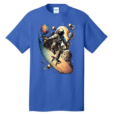 Space Astronaut Skateboarding Skateboard Astronomy Space Cool Gift Tall T-Shirt