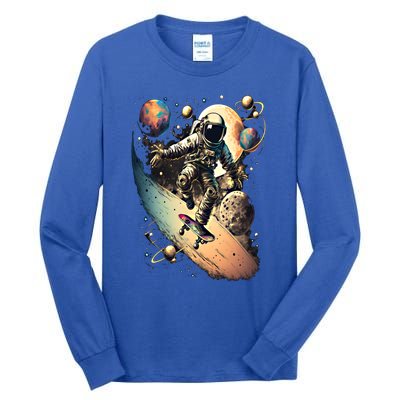 Space Astronaut Skateboarding Skateboard Astronomy Space Cool Gift Tall Long Sleeve T-Shirt