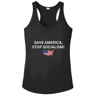 Save America Stop Socialism Ladies PosiCharge Competitor Racerback Tank