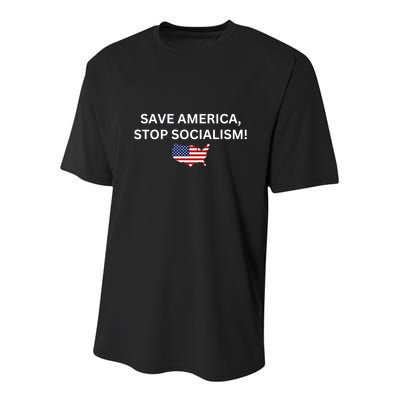Save America Stop Socialism Youth Performance Sprint T-Shirt
