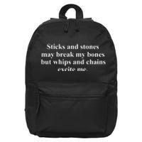 Sticks And Stones May Break My Bones 16 in Basic Backpack