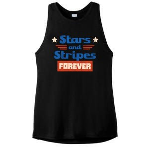 Stars And Stripes Forever Patriotic Holiday Ladies PosiCharge Tri-Blend Wicking Tank