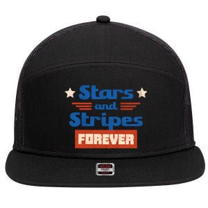 Stars And Stripes Forever Patriotic Holiday 7 Panel Mesh Trucker Snapback Hat