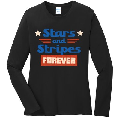 Stars And Stripes Forever Patriotic Holiday Ladies Long Sleeve Shirt