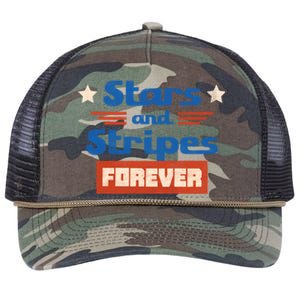 Stars And Stripes Forever Patriotic Holiday Retro Rope Trucker Hat Cap