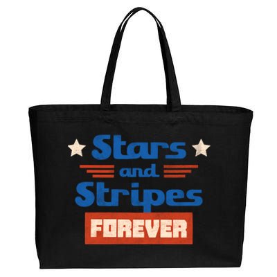 Stars And Stripes Forever Patriotic Holiday Cotton Canvas Jumbo Tote