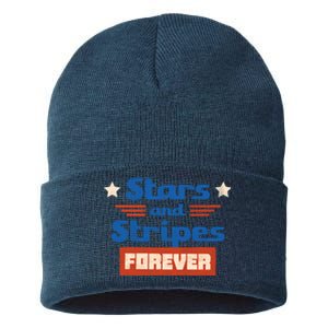 Stars And Stripes Forever Patriotic Holiday Sustainable Knit Beanie