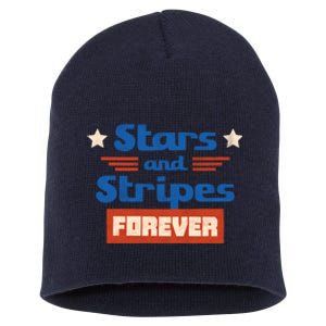 Stars And Stripes Forever Patriotic Holiday Short Acrylic Beanie