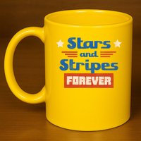 Stars And Stripes Forever Patriotic Holiday 11oz C Handle Ceramic Mug