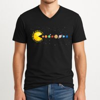 Space Astronomer Science Astronaut Sun Eat Planet Video Game V-Neck T-Shirt