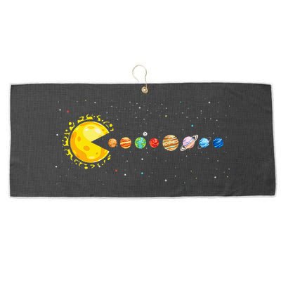 Space Astronomer Science Astronaut Sun Eat Planet Video Game Large Microfiber Waffle Golf Towel