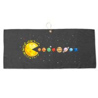 Space Astronomer Science Astronaut Sun Eat Planet Video Game Large Microfiber Waffle Golf Towel