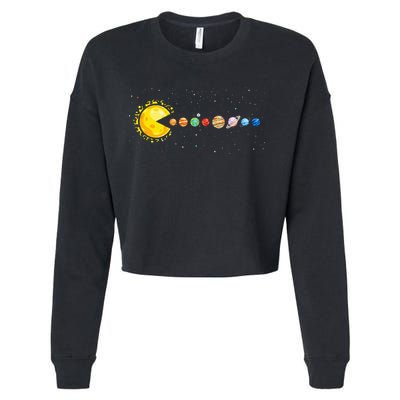 Space Astronomer Science Astronaut Sun Eat Planet Video Game Cropped Pullover Crew