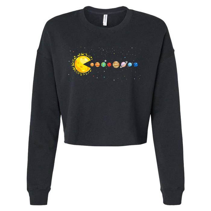 Space Astronomer Science Astronaut Sun Eat Planet Video Game Cropped Pullover Crew