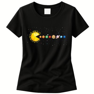 Space Astronomer Science Astronaut Sun Eat Planet Video Game Womens T-Shirt