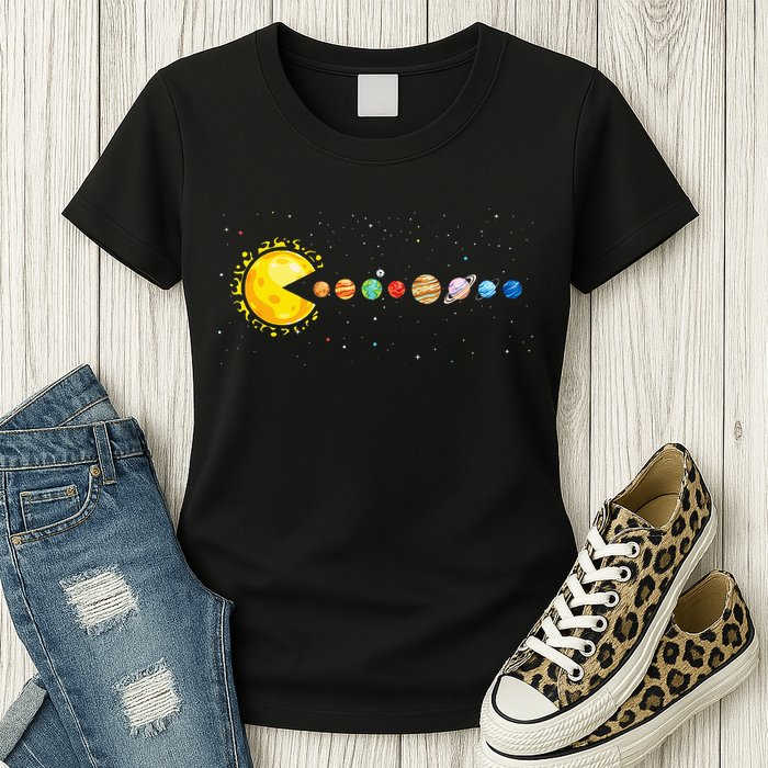 Space Astronomer Science Astronaut Sun Eat Planet Video Game Womens T-Shirt