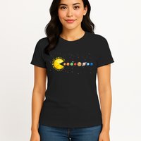 Space Astronomer Science Astronaut Sun Eat Planet Video Game Womens T-Shirt