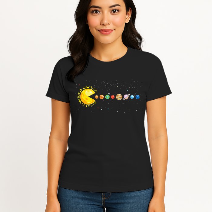 Space Astronomer Science Astronaut Sun Eat Planet Video Game Womens T-Shirt
