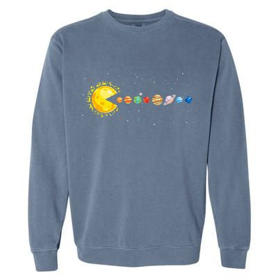 Space Astronomer Science Astronaut Sun Eat Planet Video Game Garment-Dyed Sweatshirt