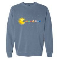 Space Astronomer Science Astronaut Sun Eat Planet Video Game Garment-Dyed Sweatshirt