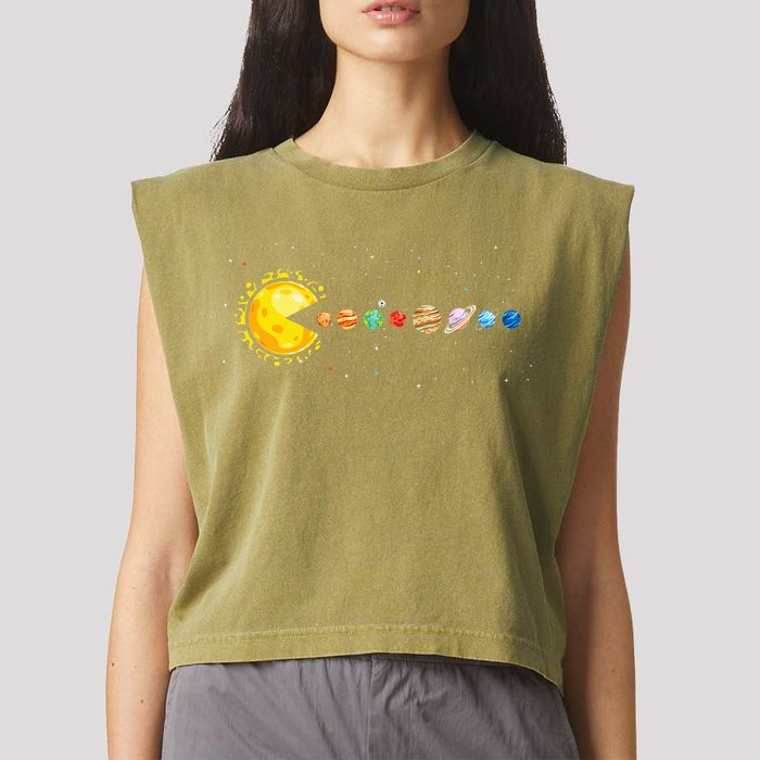 Space Astronomer Science Astronaut Sun Eat Planet Video Game Garment-Dyed Women's Muscle Tee