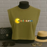 Space Astronomer Science Astronaut Sun Eat Planet Video Game Garment-Dyed Women's Muscle Tee