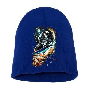 Space Astronaut Surfing Astronomy Space Surfer Gift Short Acrylic Beanie