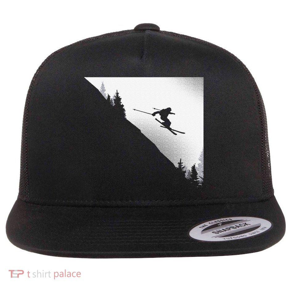 Ski Apparel Skiing Skier Ski Flat Bill Trucker Hat