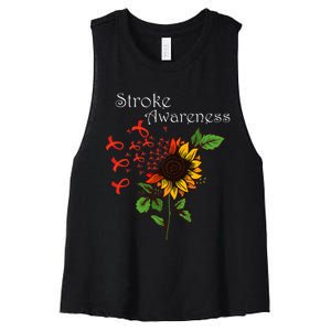 Stroke Awareness Stroke Survivor Stroke Design Women's Racerback Cropped Tank