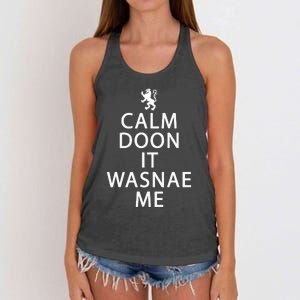 Scottish Ancestry Scotland Calm Doon It Wasnae Me Women's Knotted Racerback Tank