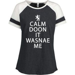 Scottish Ancestry Scotland Calm Doon It Wasnae Me Enza Ladies Jersey Colorblock Tee