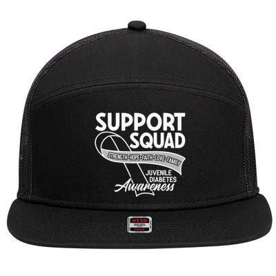 Support Awareness Squad I Juvenile T1D Type 1 Diabetes 7 Panel Mesh Trucker Snapback Hat