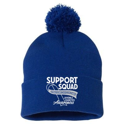 Support Awareness Squad I Juvenile T1D Type 1 Diabetes Pom Pom 12in Knit Beanie